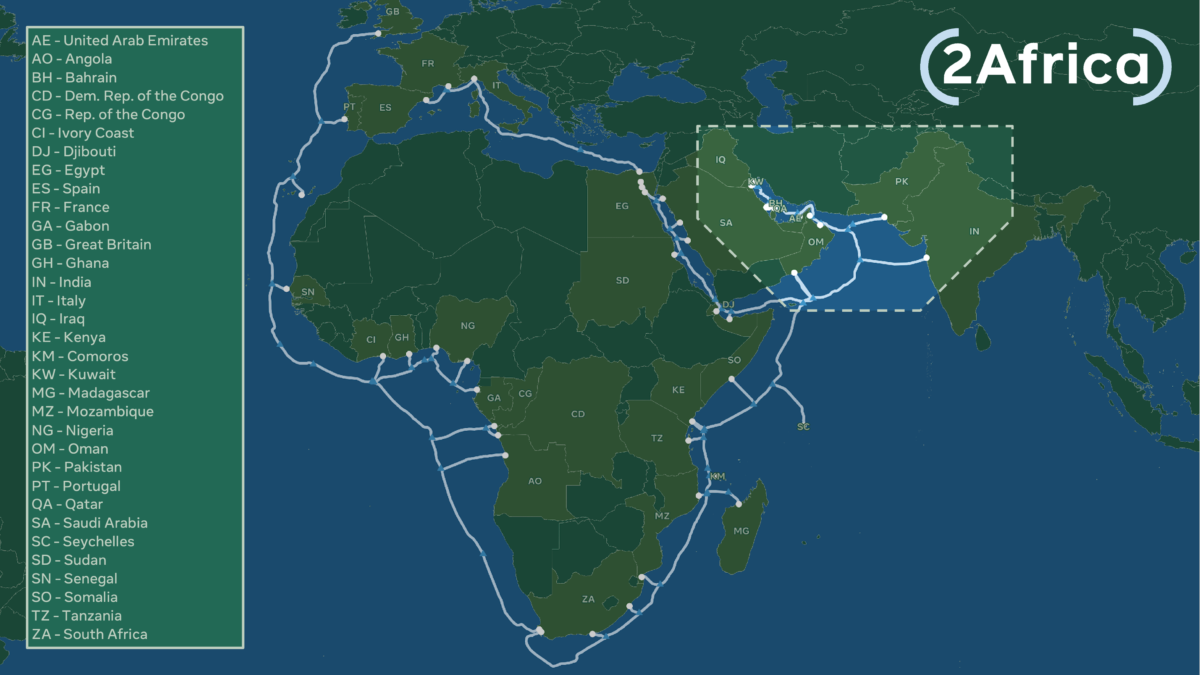 2Africa Submarine Cable Extended To Arabian Gulf, India, Pakistan ...