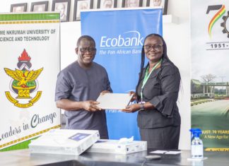 Ecobank supports needy students at KNUST with 100 laptops