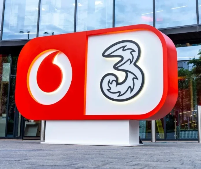 VodafoneThree-Sign-Outside-UK-Office-Building-in-June-2025